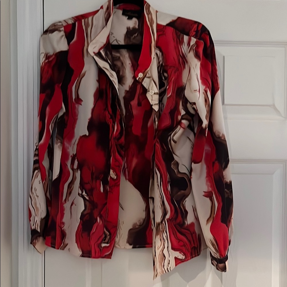 Red and Brown Abstract Blouse